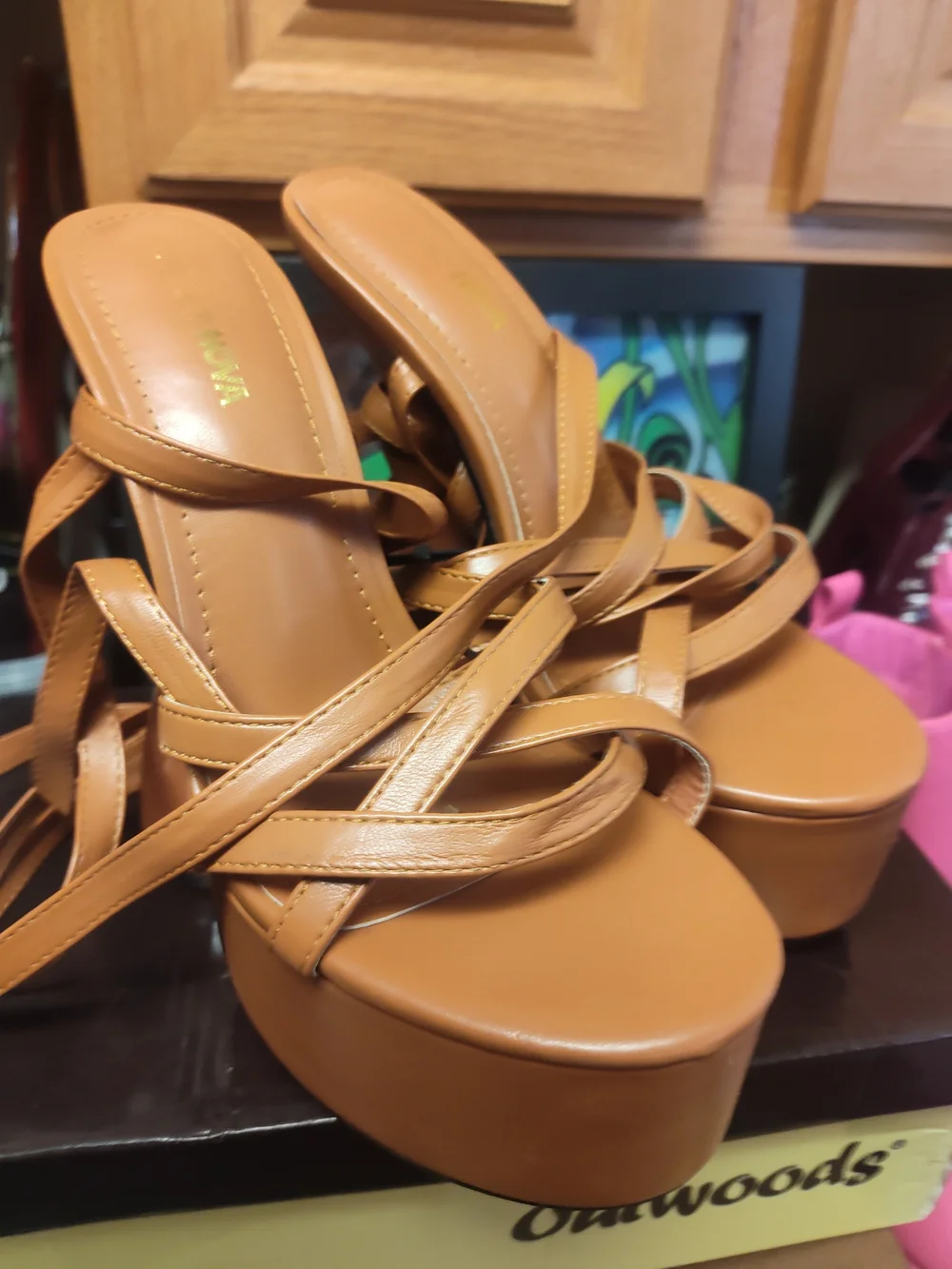Women’s Tan Platform Strappy Sandals by Fashion Nova, Size 8